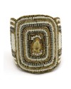 Multed Glass Stone Leather Cuff